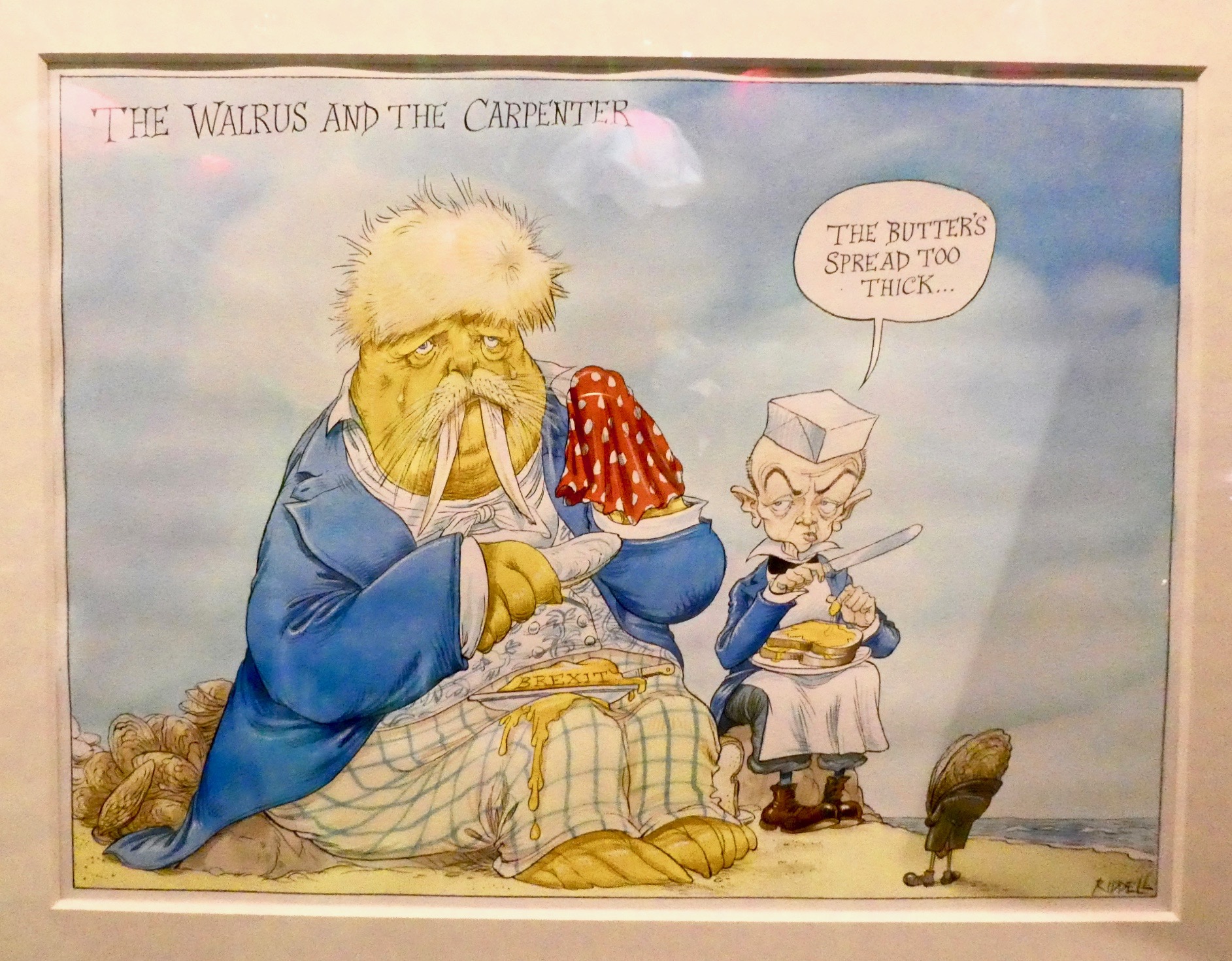 The Walrus and the Carpenter; Chris Riddell cartoon (Boris Johnson and Dominic Cummings) created especially for for the V&A exhibition.